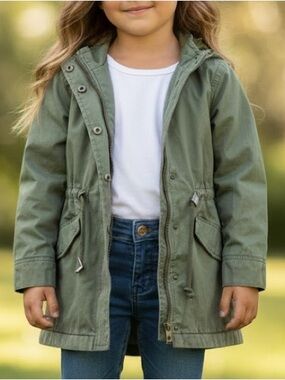 Gap kids fleece lined army green jacket size 8 years old Medium